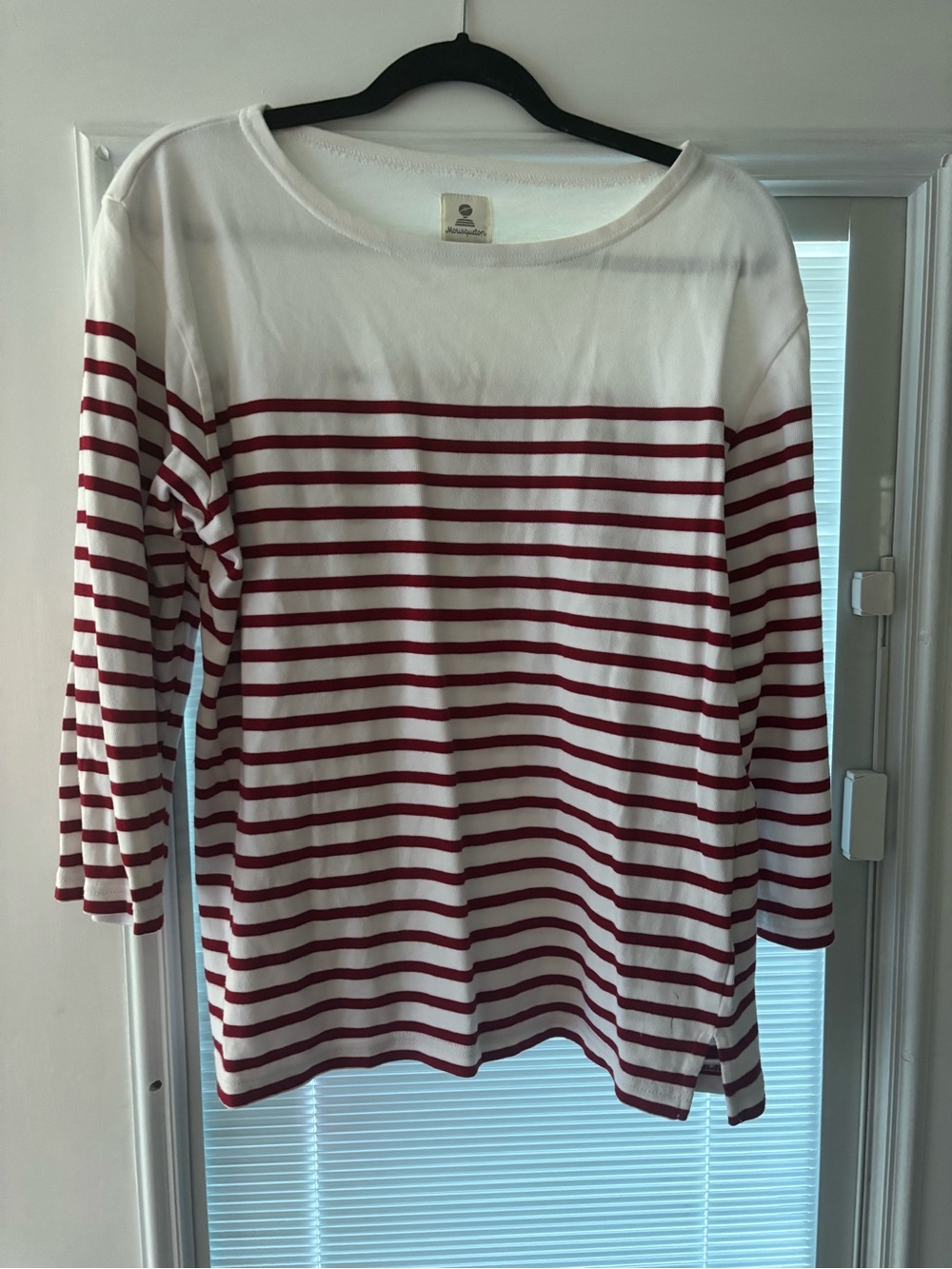 French designer classic red and white stripped cotton top